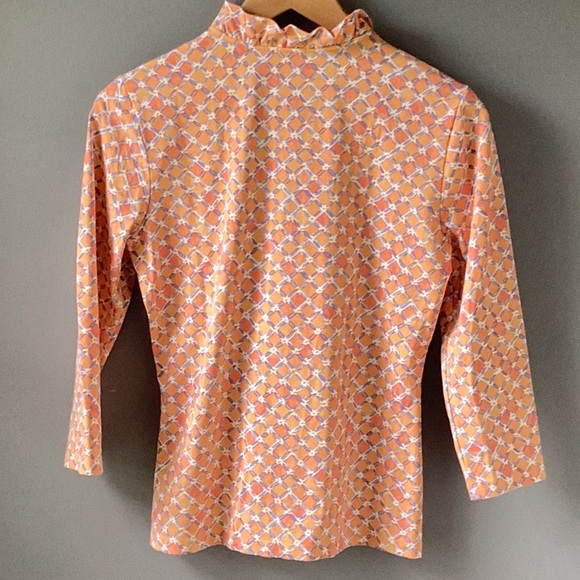 J. McLaughlin Ruffle Durham Catalina Cloth Print 3/4 Sleeve Orange - Picture 7 of 10